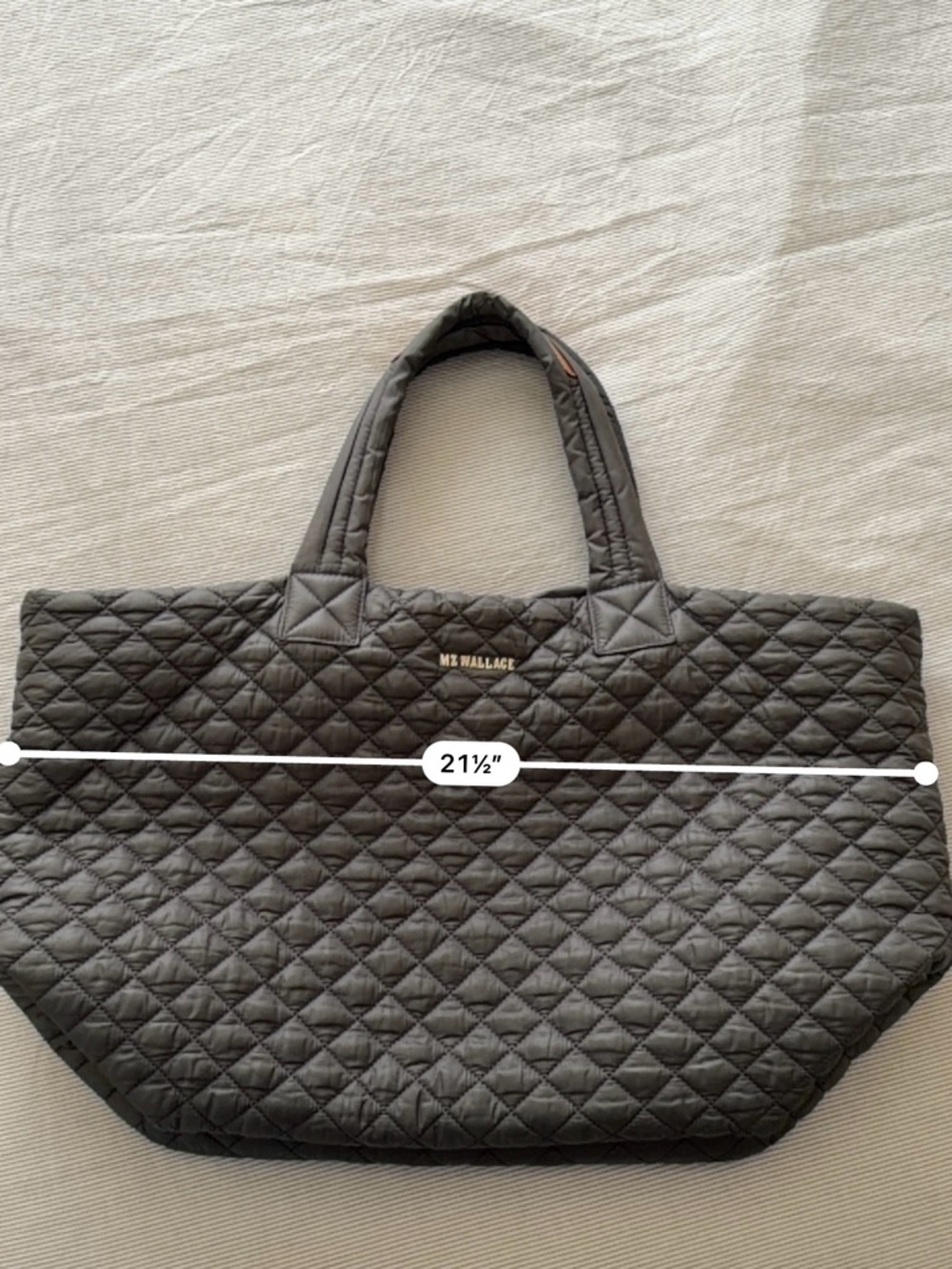 MZ Wallace Quilted Gray Tote with Gold Logo - Picture 10 of 11